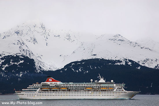 The Fred Olsen Cruise Lines ship Balmoral leaving Seward, Alaska last Thrusday.