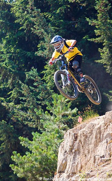 Mountain biker on the Bike Park, Whistler, Canada.