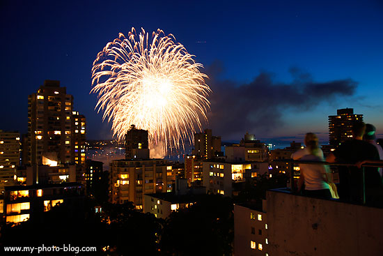 Fireworks over Vancouver, Canada.