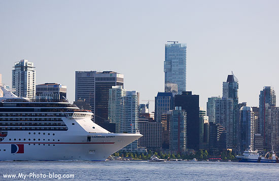 Carnival Cruise-Ship Carnival Spirt leaving Vancouver, Canada.