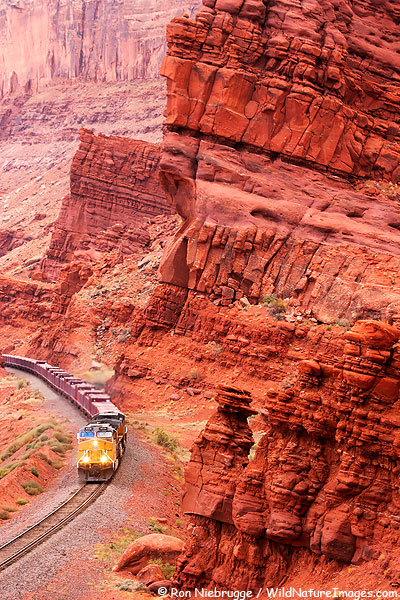 A train leaving Moab, Utah.