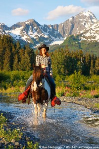 Brianna Bardason horseback riding in Seward, Alaska.