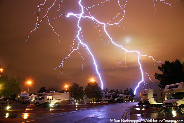 Lightning over Las Vegas, Nevada.
