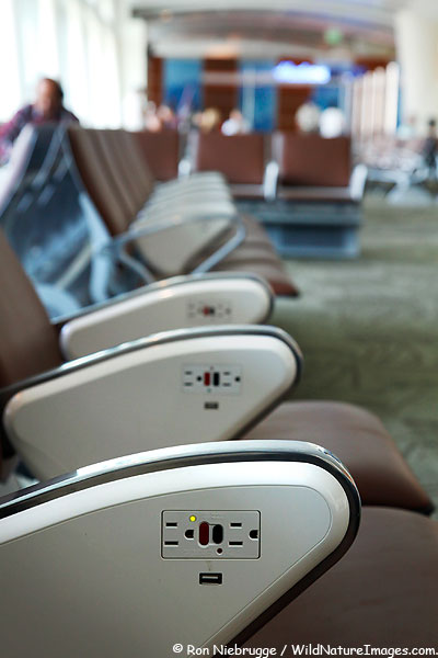 Seats in the waiting area of San Jose Airport.