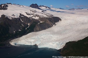 Aireal photo of Aialik-Glacier, Kenai Fjords National Park, Alaska.