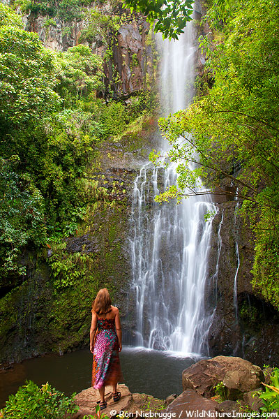 Janine at Wailua Falls, near Hana, Maui, Hawaii.