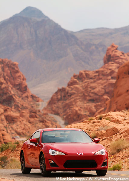Scion-FR-S seen during a commercial shot, Valley of Fire State Park, Nevada.