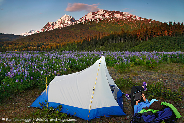 Camping in the Chugach National Forest, Alaska.