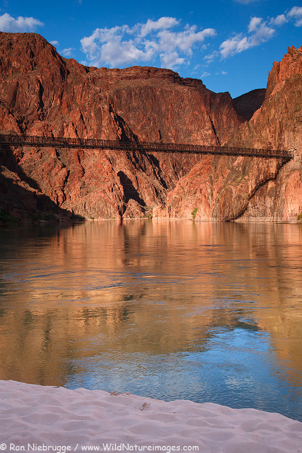 Tunnel and bridge over the Colorado River are part of the South Kaibab Trail, Grand Canyon National Park, Arizona.